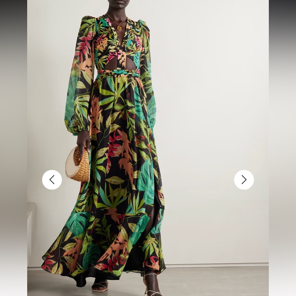 PatBO Cutout Floral Print Maxi Dress